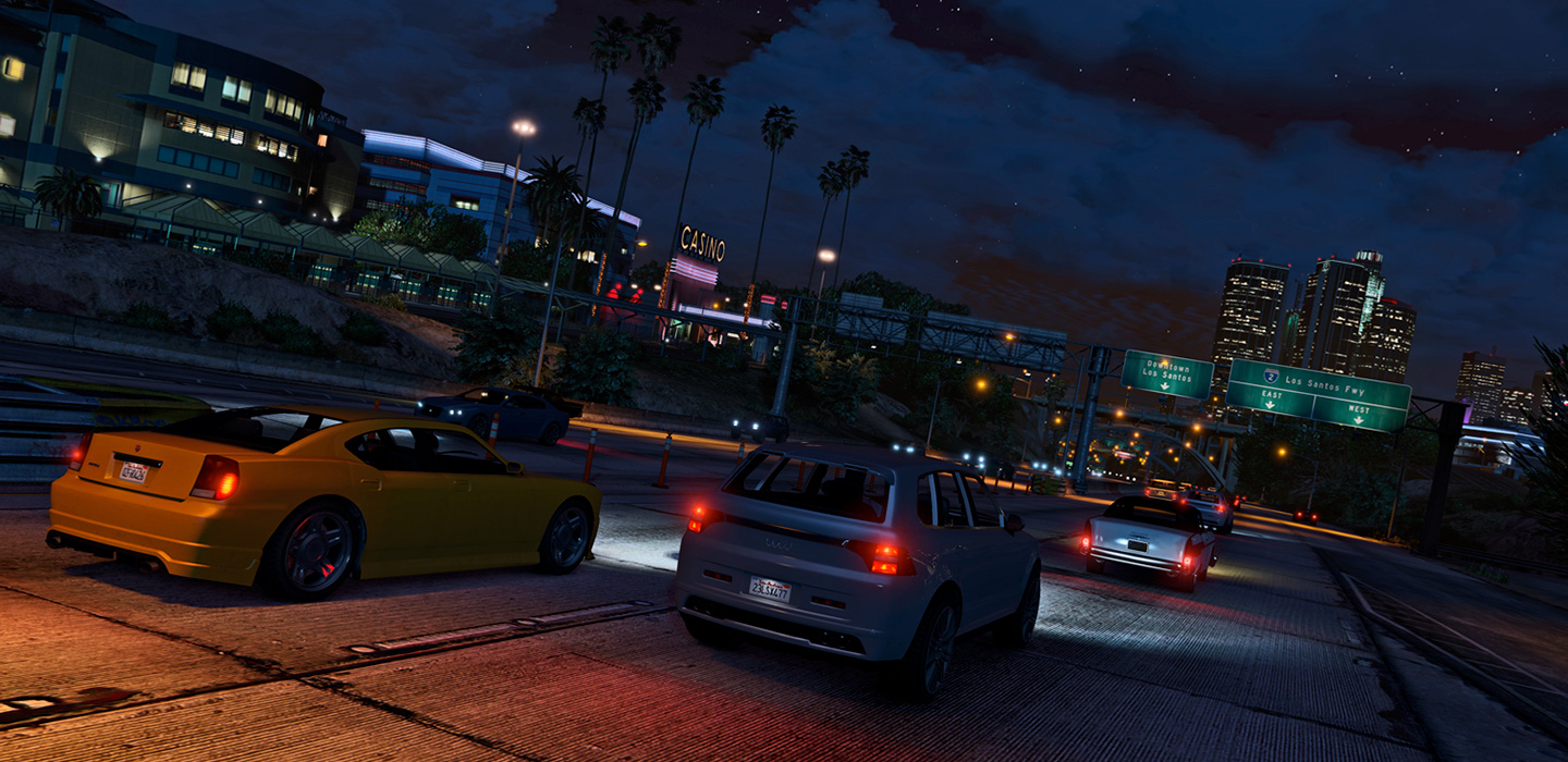 Banner mit Szene aus GTA 5 Autorennen