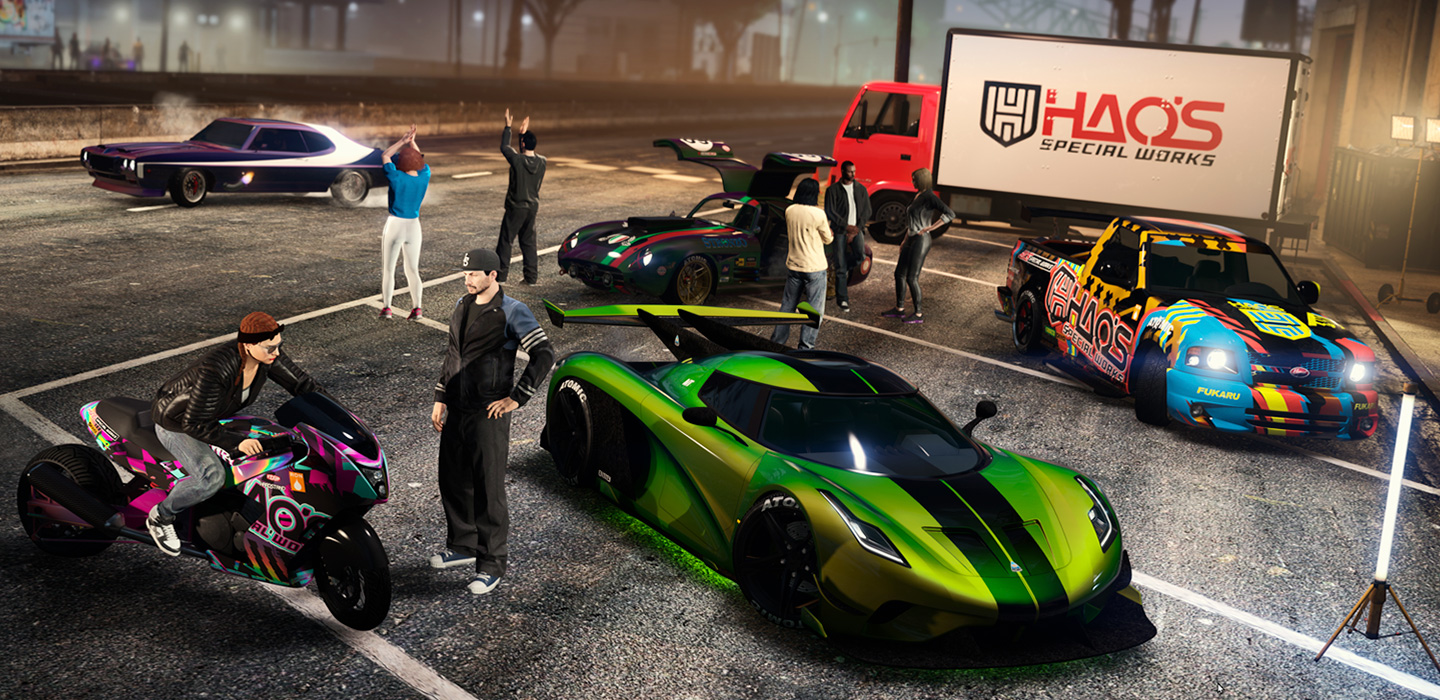 Banner mit Szene aus GTA 5 Parkplatz