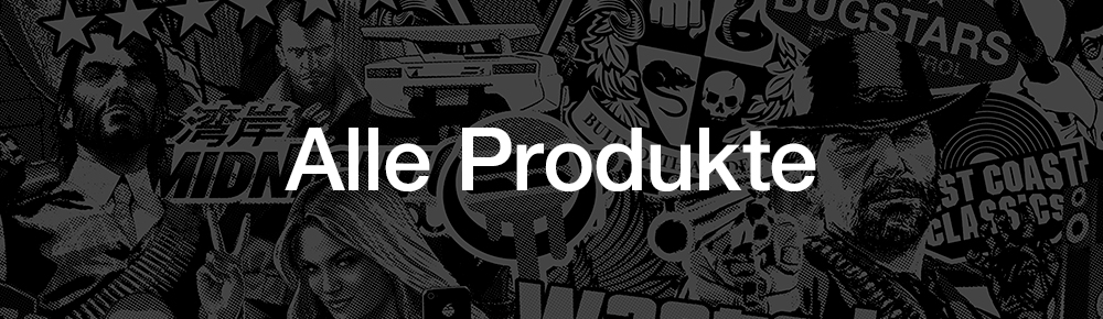 Banner mit Alle Produkte und Rockstar Hintergrund