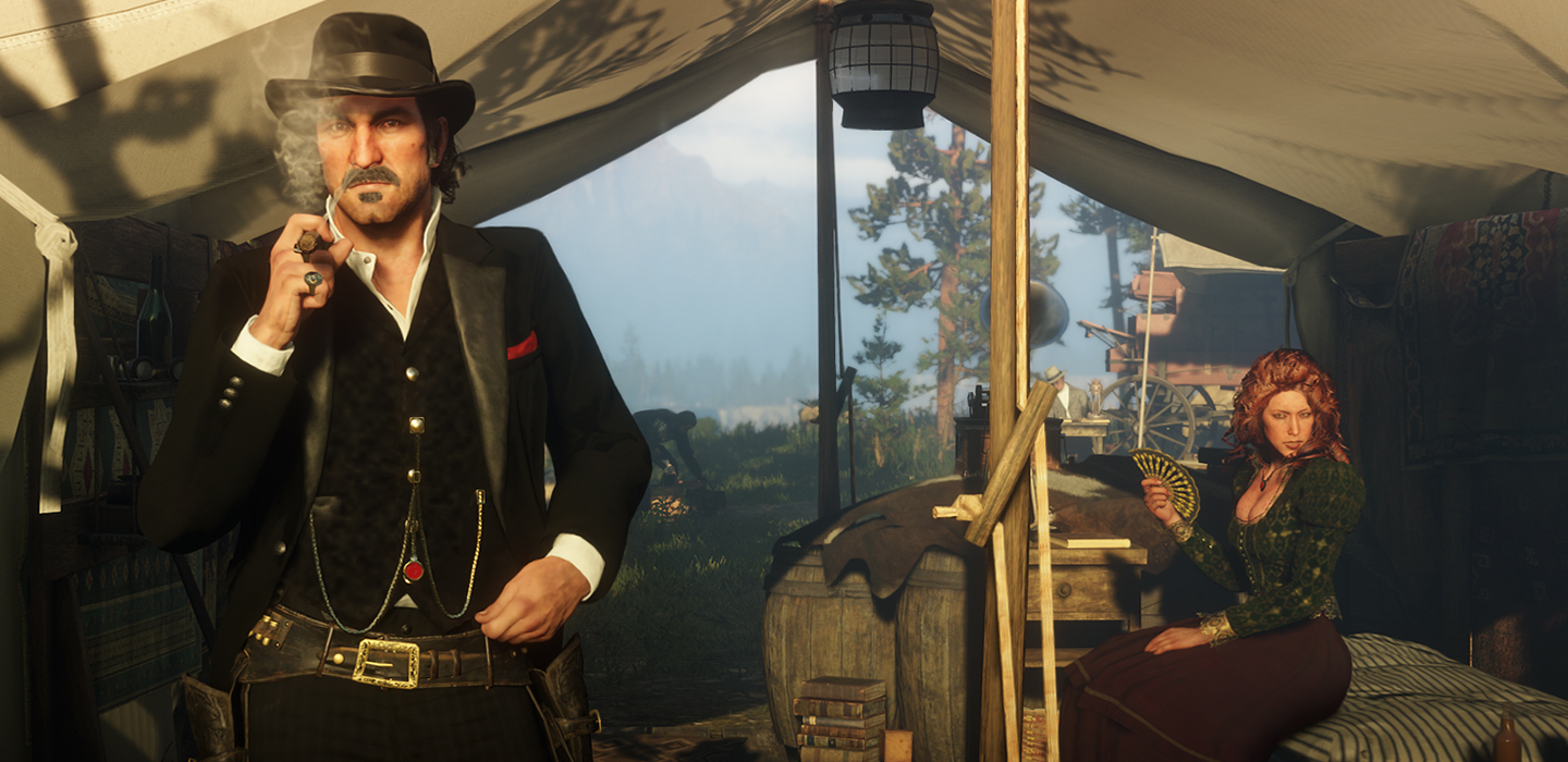 Bild mit Szene aus RDR2 rauchende Person