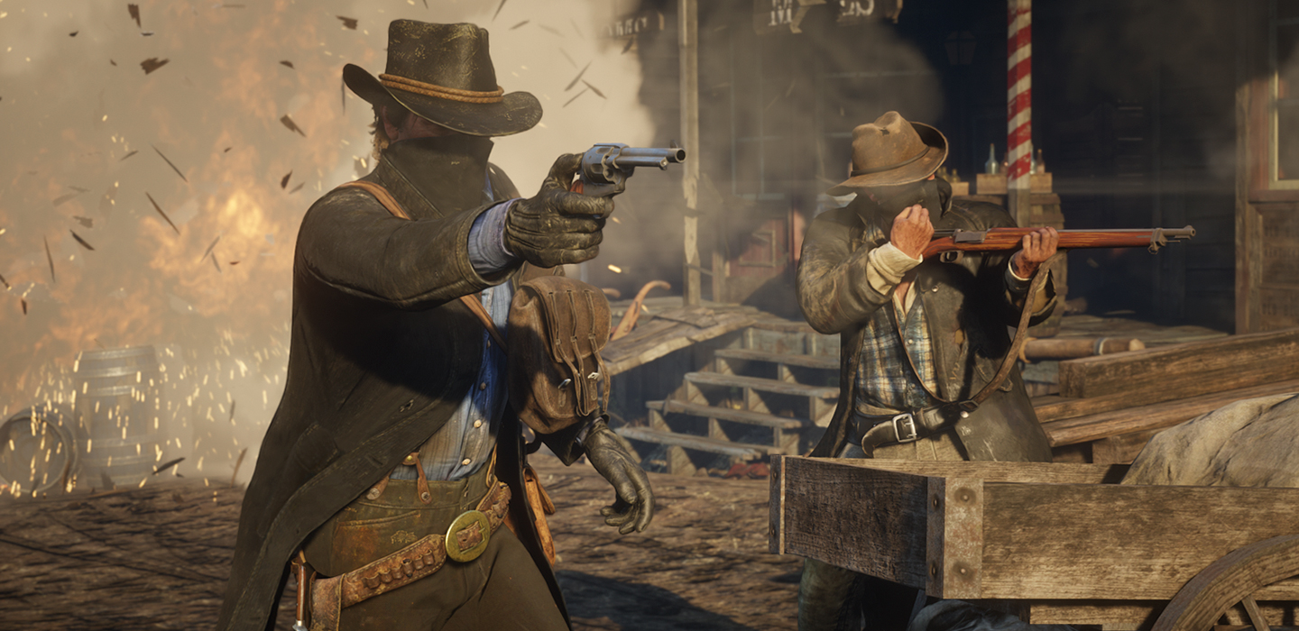 Bild mit Szene aus RDR2 Schießerei