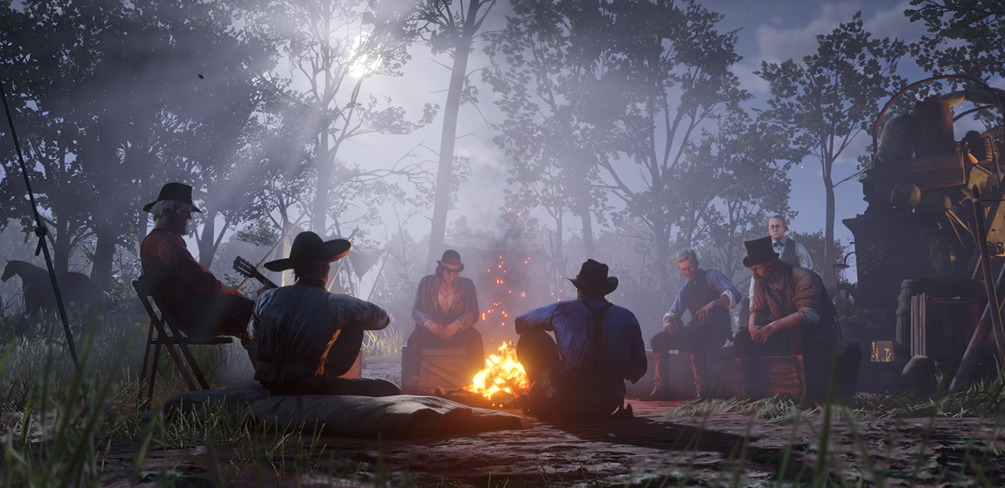 Bild mit Szene aus RDR2 Lagerfeuer