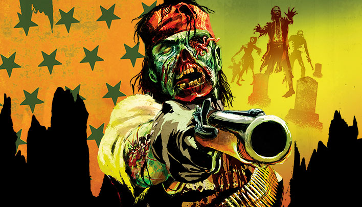 Bild mit Zombie zielt mit Waffe