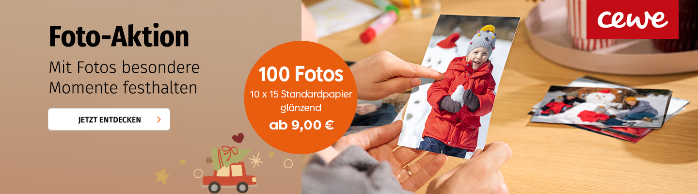 Banner mit Cewe Foto-Aktion 100 Fotos ab 9 Euro