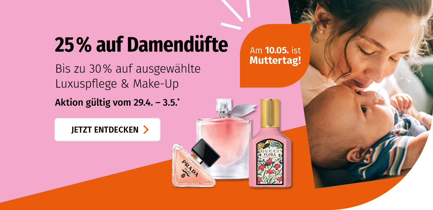 Werbebanner für Rabatt auf Düfte, Luxuspflege und Make-up