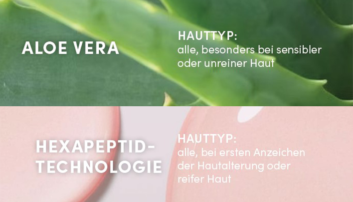 wirkstoffe Aloe Vera + Hexapetid-Technologie in aprticot pads