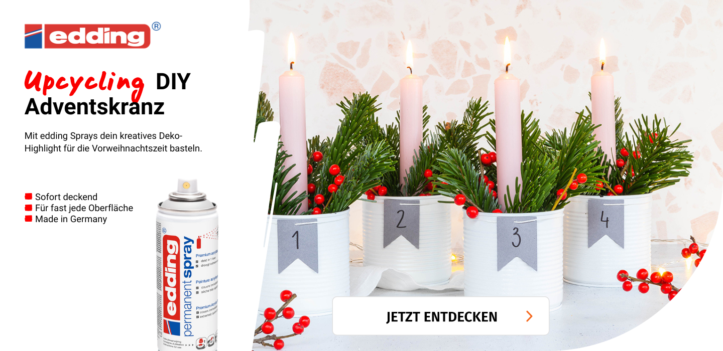 Banner mit Edding Upcycling DIY Adventskranz