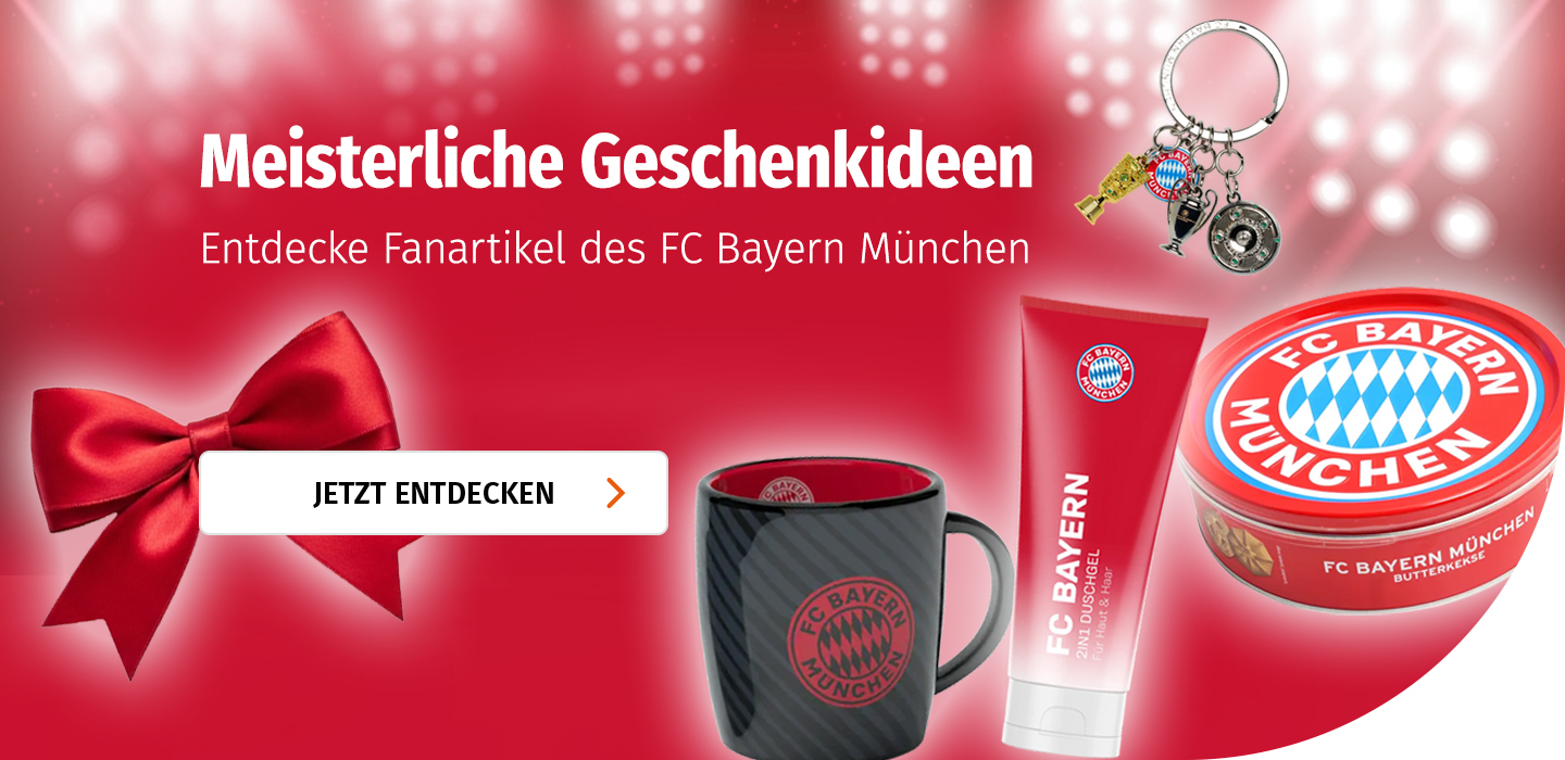 Banner mit meisterlichen Geschenkideen vom FC Bayern