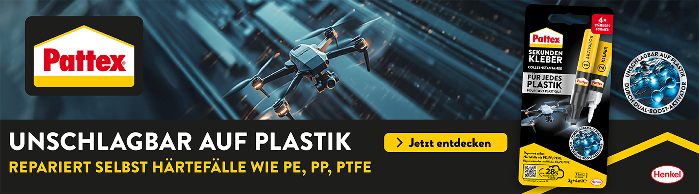 Banner mit Pattex Sekundenkleber für Plastik