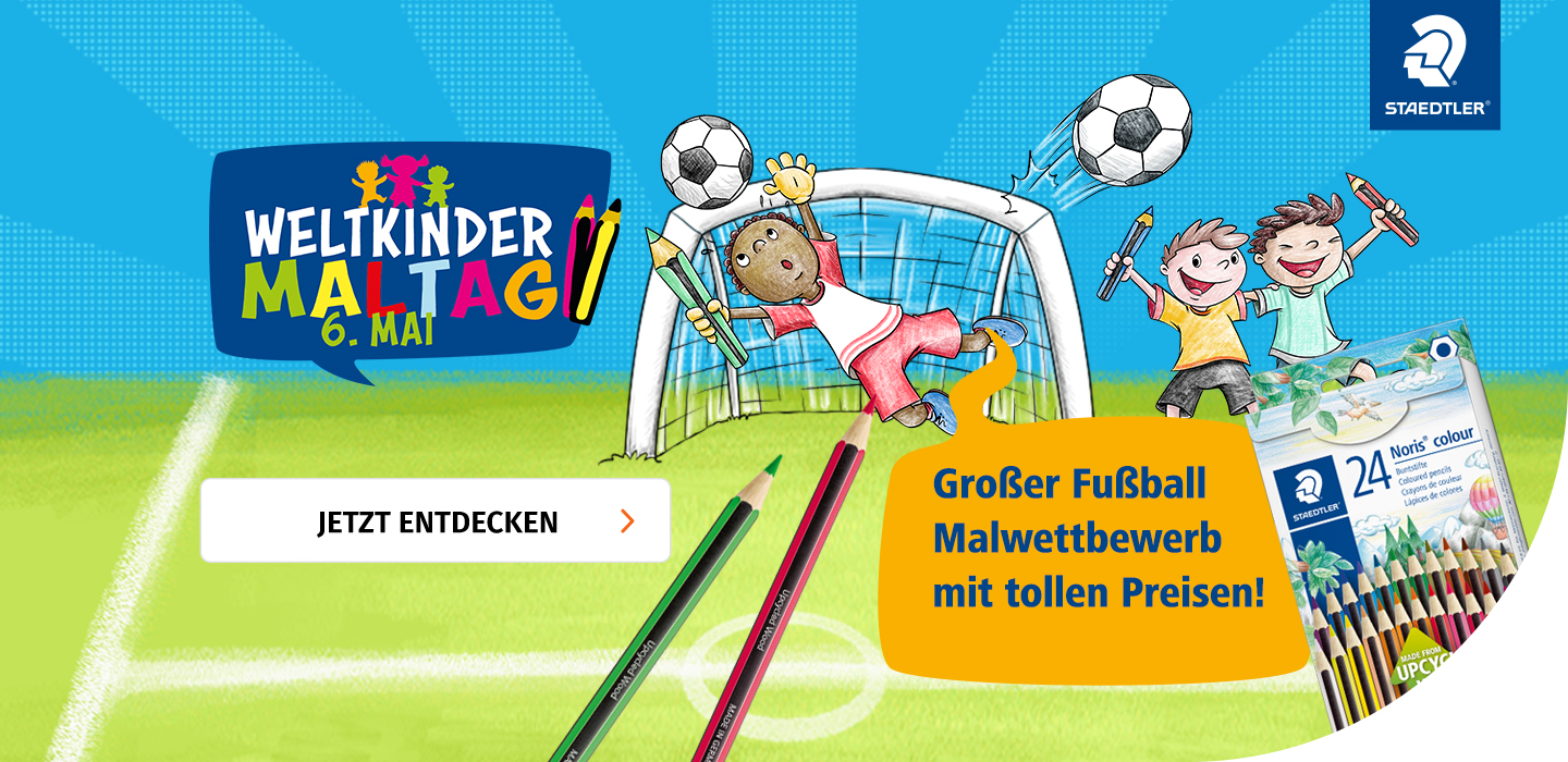 Steadtler Weltkindermaltag Fußball Malwettbewerb mit tollen Preisen