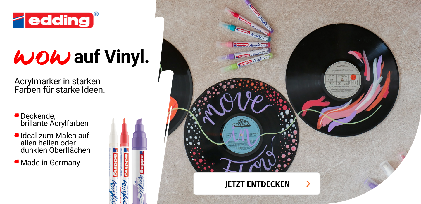 Banner mit Edding Stiften und bemalten Vinylplatten