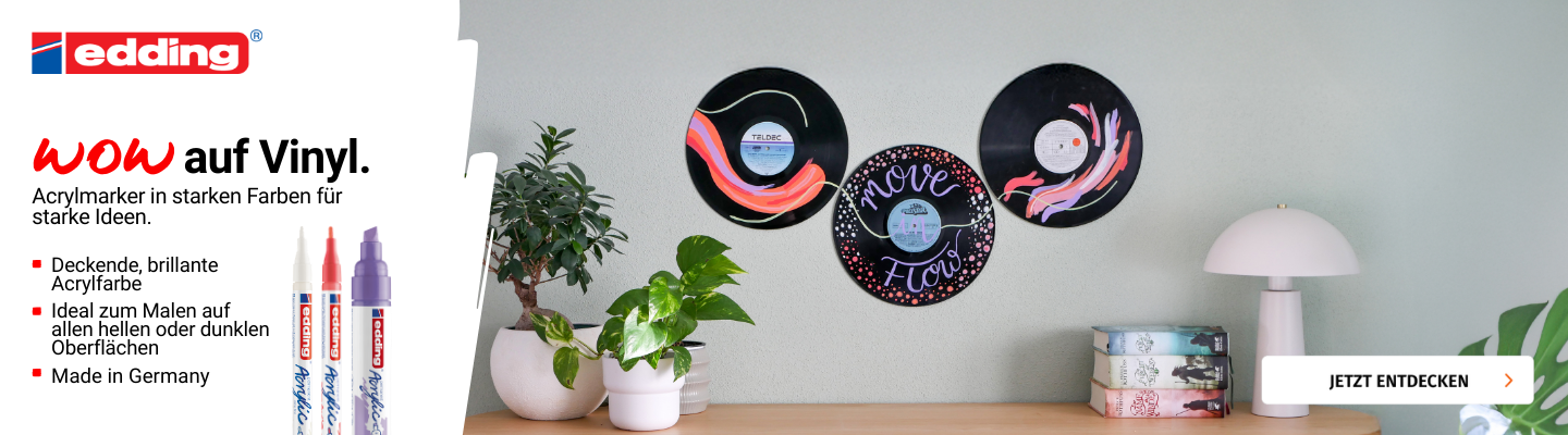 Banner mit Edding Stiften und bemalten Vinylplatten
