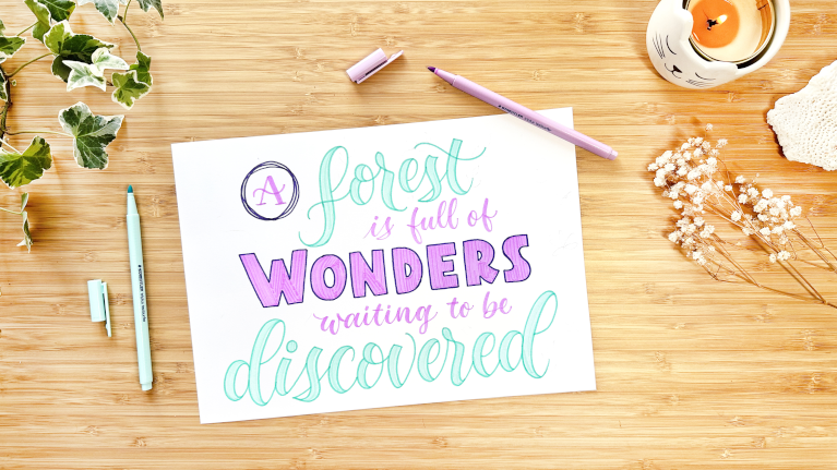 Handlettering mit Buntstiften