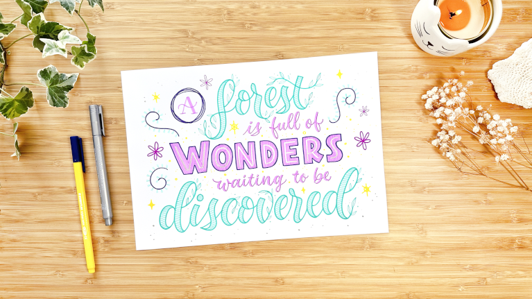 Handlettering mit Buntstiften