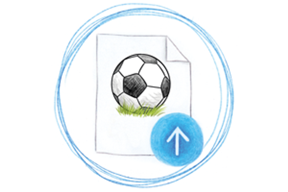 Banner mit Fußball auf Papier