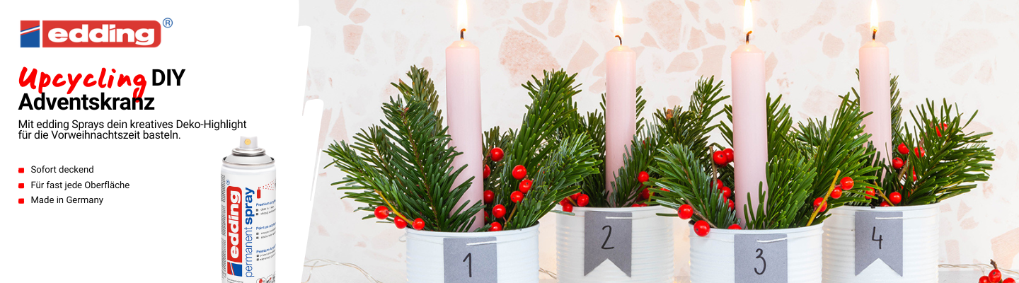Banner mit Edding Upcycling DIY Adventskranz