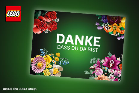 Banner mit LEGO Dankeskarte Danke dass du da bist