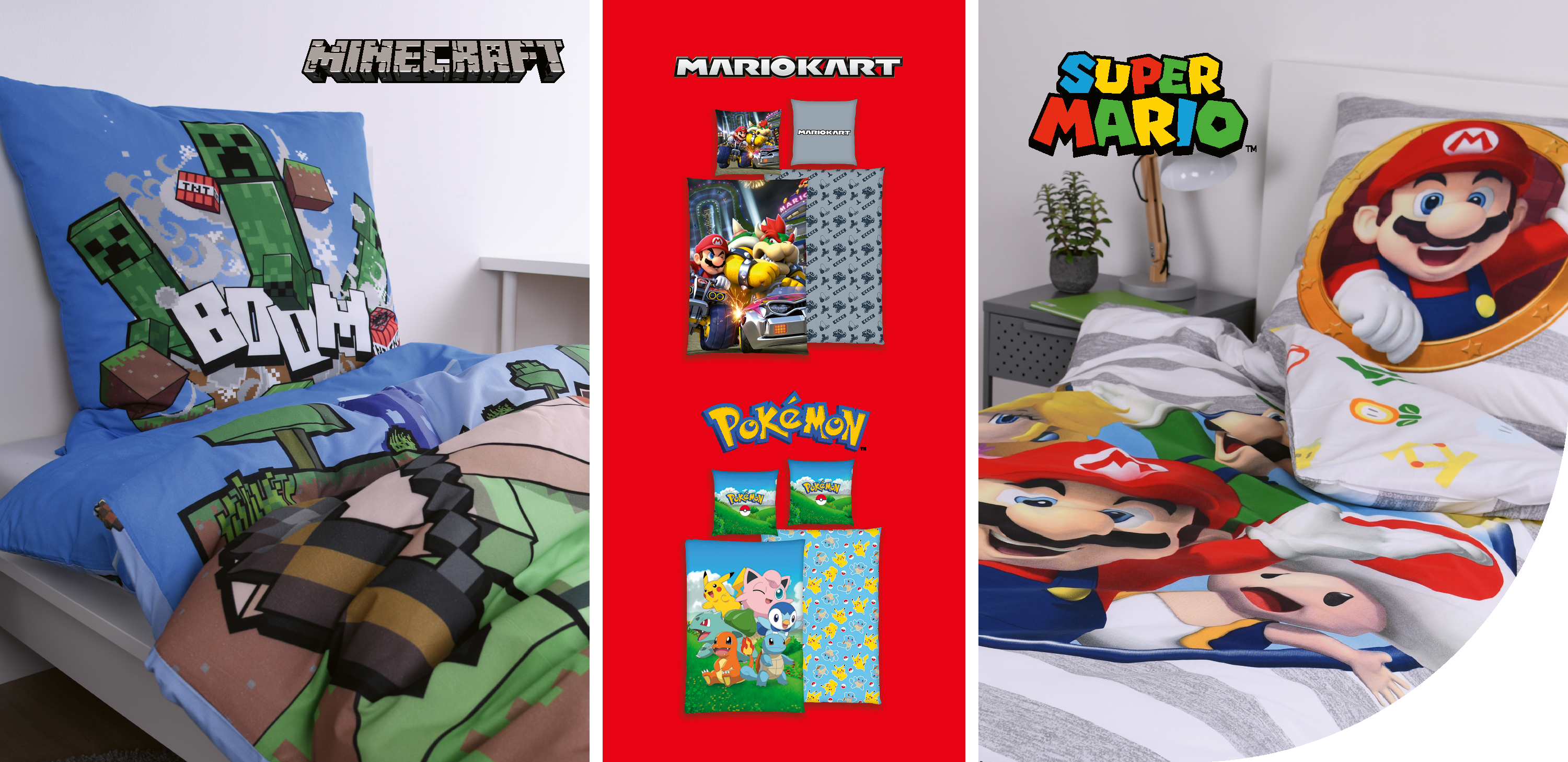 Minecraft, Pokemon, Super Mario, Mario Kart