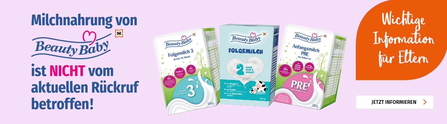 Milchnahrung von Beauty Baby ist nicht vom aktuellen Rückruf betroffen