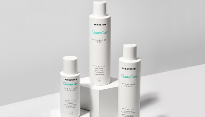 LAB SYSTEM CleanseCare – čistiaci gél, AHA peeling a hydratačný toner
