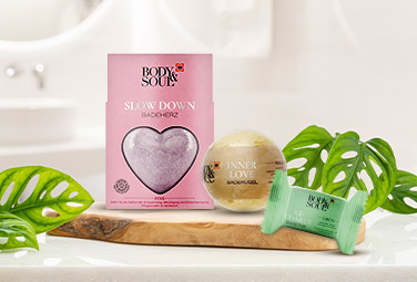 Kúpeľová kozmetika Body&Soul – srdce do kúpeľa, guľa do kúpeľa a mydlo