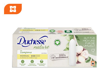 Organické tampóny Duchesse – 100% bavlna pre prirodzenú starostlivosť počas menštruacie.
