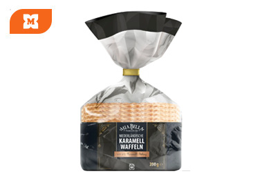 Karamelové wafle Mia Bella – chrumkavé plátky s karamelovou náplňou.