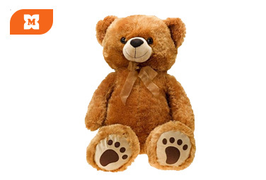 Plyšový medveď Toyplace v hnedej farbe s mašľou.